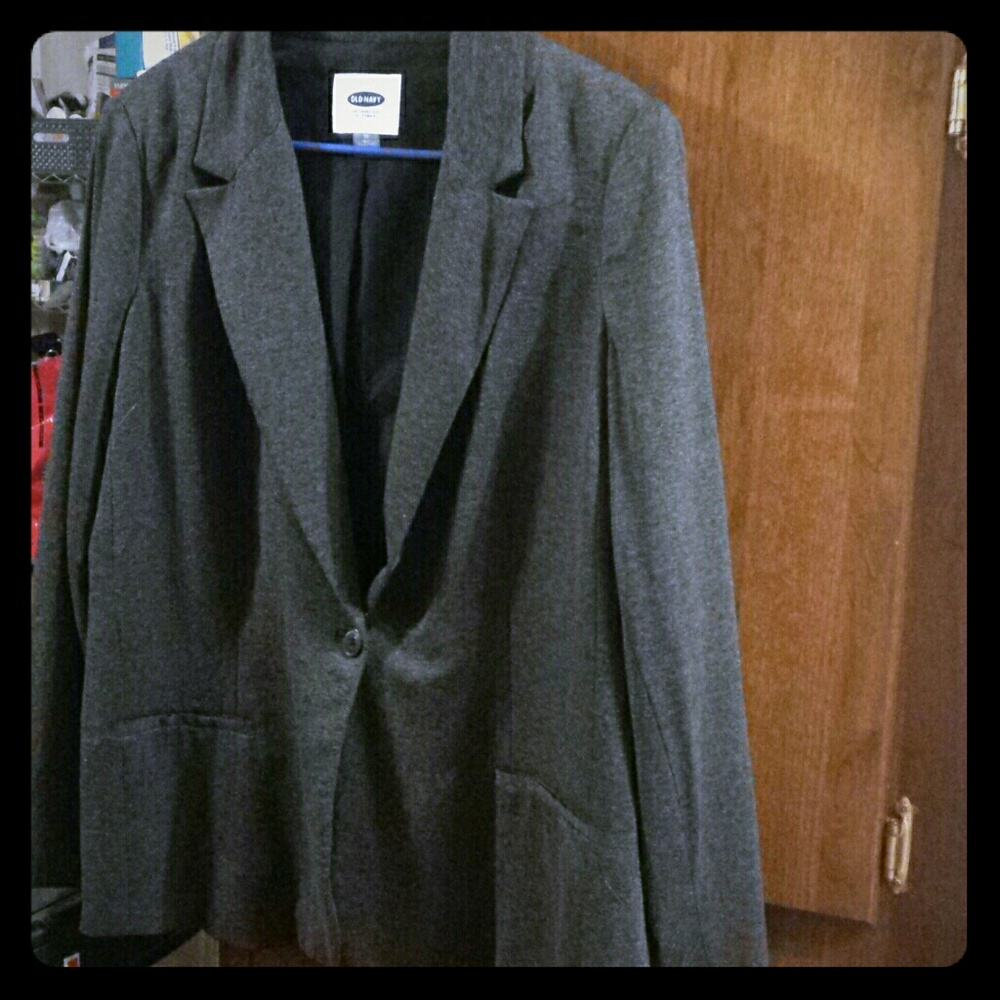 Old Navy Charcoal Gray One-Button Blazer